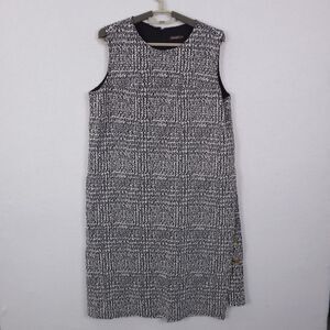 J McLaughlin Crackle Ponte knit Dress Black White Large Sleeveless Classic